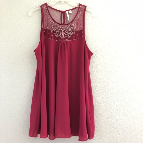 LC Lauren Conrad Tops - Lauren Conrad Red sleeveless blouse w beading M